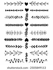 Floral divider freehand drawing vector illustration.