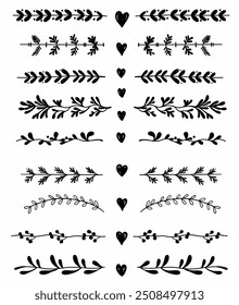 Floral divider freehand drawing vector illustration.