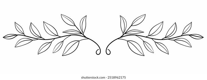 Floral divider freehand drawing vector illustration.