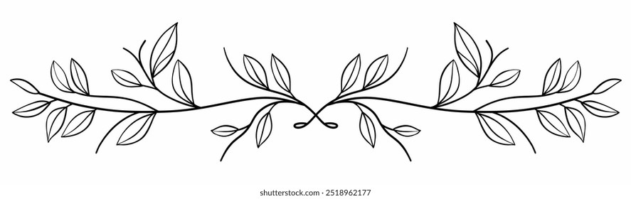 Divisor floral desenho à mão livre ilustração vetorial.
