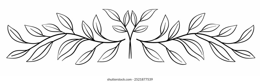 Divisor floral desenho à mão livre ilustração vetorial.