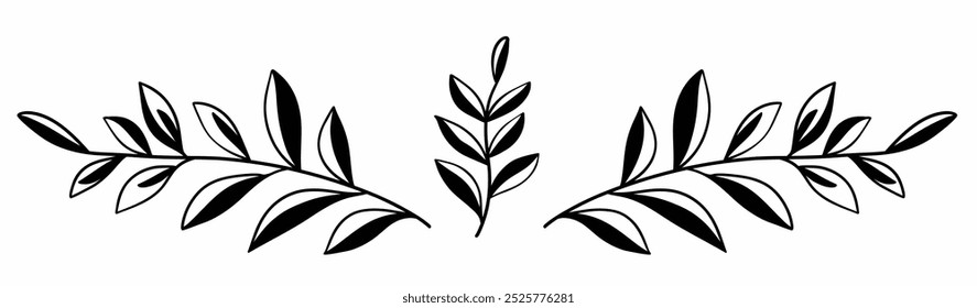 Ilustración vectorial de dibujo a mano alzada divisor floral.