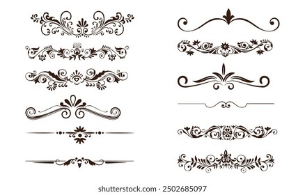 Floral Divider, Floral Line, Ecorative Dividing Line, intage swirl ornament line flourish set. Filigree calligraphic ornamental curls Decorative retro design vector illustration.eps

See large preview