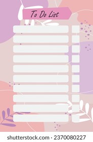 Floral To Do List Sheet Printable Memphis Abstract Style Background Vector Design