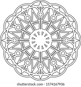 Floral Dodecagon Shape Clock pattern with vector and geometric symbol