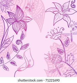 Floral doodle background