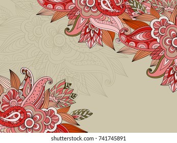 Floral doodle background, vector design