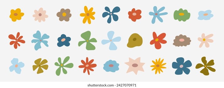 Conjunto de vector de fondo de garabato floral. Flor y hojas forma abstracta doodle diseño de arte para impresión, papel pintado, clipart, arte de la pared para la decoración del hogar