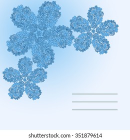 Floral doodle card in blue color