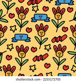 Floral doodle cartoon pattern illustration design