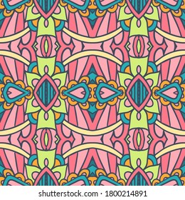 Floral doodle decorated background. Abstract geometric vector tracery boho ethnic seamless pattern ornamental.