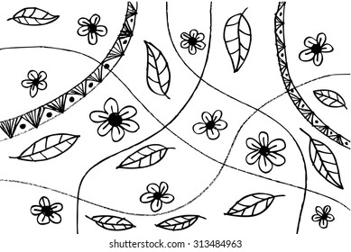 Floral doodle drawing