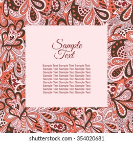 floral doodle ethnic pattern frame pastel tones for inscriptions, photo. Cards, labels, packaging