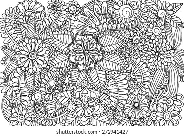 Black White Flower Pattern Coloring Doodle Stock Vector (royalty Free 