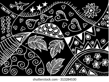 floral doodle hand drawn