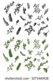 Floral doodle hand drawn elements set for your design