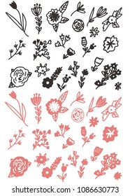Floral doodle hand drawn elements set for your design