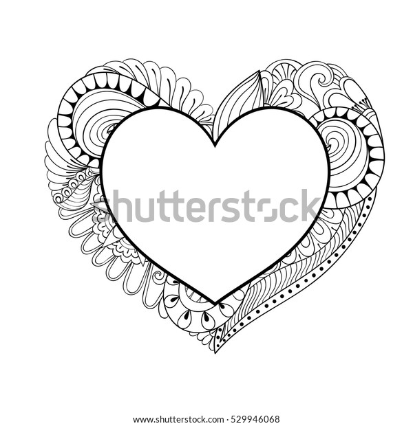 Floral Doodle Heart Frame Zentangle Style Stock Vector - 