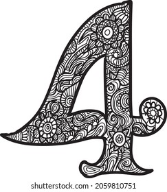 floral doodle pattern of number character element