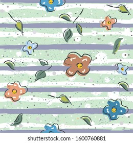 Floral and doodle Seamless Pattern. For backgrounds, wallpapers, fabric, prints, textiles, wrapping, cards, swatches, t-shirts, scrapbooks, blankets, pillows, etc. Unique Delicate Design. 