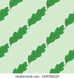 Floral doodle seamless pattern with  leaves. Vector colorful illustration on green background. 