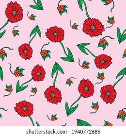  Patrón de caracol sin soldadura floral sobre fondo rosado. Para el papel, envolver regalo.Vector.