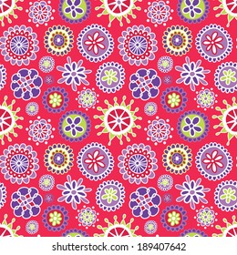 floral doodle seamless vector wallpaper background pattern design