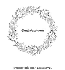 floral doodle spring wreath eps10 vector illustration