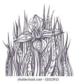 Floral doodle with stylized nature elements