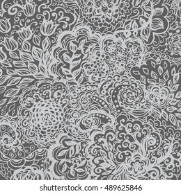 Floral doodle tattoo background. Illustration with paisley ornaments. Hand-drawn flowers. Universal backdrop for everything.
