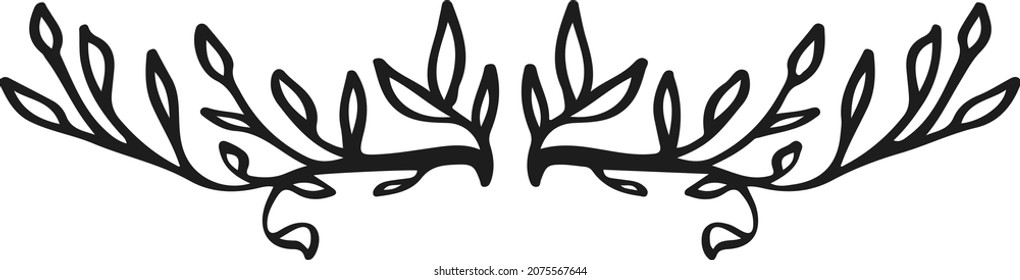 floral doodle text delimiter simple leaves