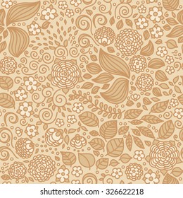 Floral doodle textile wallpaper seamless pattern. 