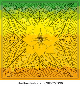 Floral doodle vector illustration. Abstract zentangle background with cell backdrop. Perfect for invitations, card, announcement, greetings, t-shirt, wedding, party, decorations, marketing materials.