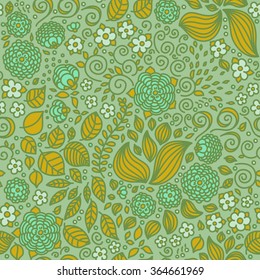Floral doodle wallpaper seamless pattern. 