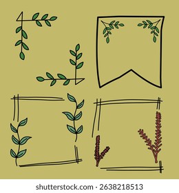 Floral doodles frame border vector set