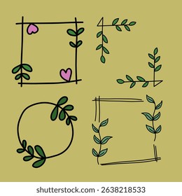 Floral doodles frame border vector set
