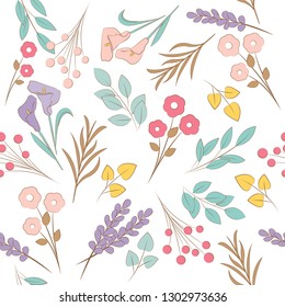 Floral Doodles Seamless Pattern