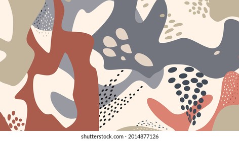 Floral dotted pattern with droplets. Fall nature ornamental drawn texture. Flourish orgnic abstract backdrop with chaotic dots and shapes. Hand drawn background for fabric, gift wrap, wall art design