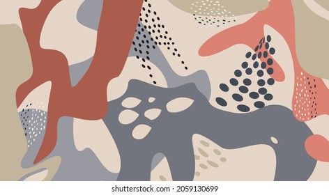 Floral dotted pattern with droplets. Fall nature ornamental drawn texture. Flourish orgnic abstract backdrop with chaotic dots and shapes. Hand drawn dotted background for wall art design