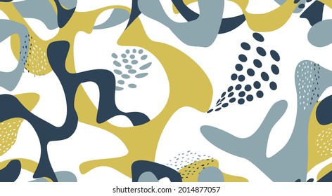 Floral dotted pattern. Fall nature ornamental drawn texture. Flourish orgnic abstract backdrop with chaotic dots and shapes. Hand drawn dots, droplets background for fabric, gift wrap, wall art design