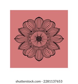 Floral drawing. Art coloring page,using Child Coloring book.