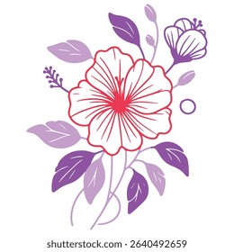 floral drawing with minimalist petal and leaf designs.hand drawn artwork for cushion and wedding.fashion ready botanical illustration

