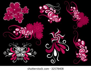 floral drawings set
