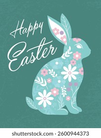 Floral Easter Bunny Illustration Art