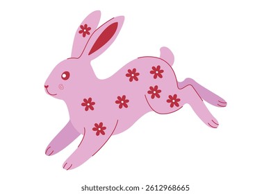 Floral Easter Bunny – Minimalist Spring Rabbit with Flowers Vector for Cricut, Stickers, and Printable Decor