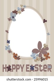 Floral Easter egg border on a stripey beige background. For similar images please see my portfolio