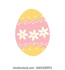 Floral Easter Egg with Daisy Pattern  Pastel Spring Illustration