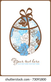 Floral Easter egg greeting card. Vector illustration 1.