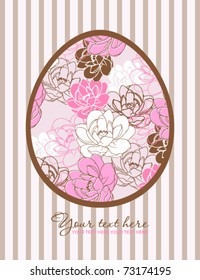 Floral Easter egg greeting card. Vector illustration. 3