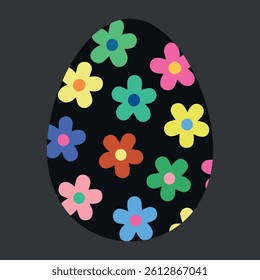 Floral Easter Egg – Minimalist Spring Egg with Flowers Vector for Cricut, Stickers, and Printable Decor